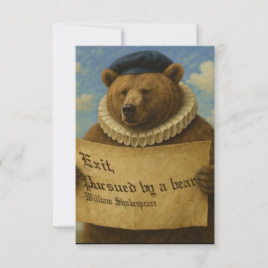 Exit, pursued by a bear Shakespeare quote bear サンキューカード (正面)