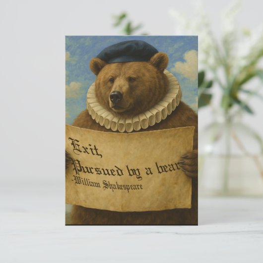 Exit, pursued by a bear Shakespeare quote bear サンキューカード (スタンド正面)