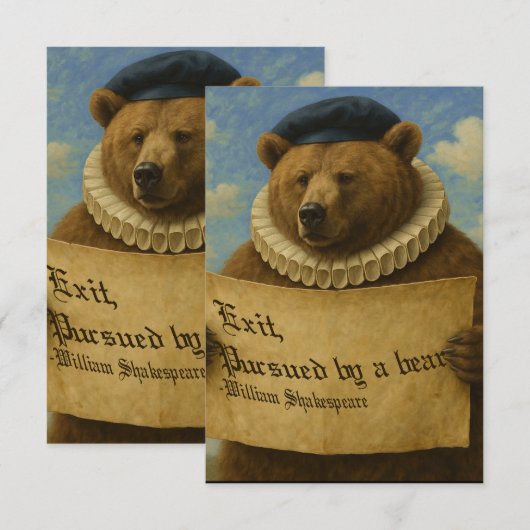 Exit, pursued by a bear Shakespeare quote bear サンキューカード (正面/裏面)