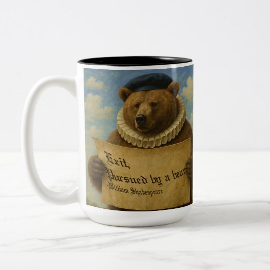 Exit, pursued by a bear Shakespeare quote bear ツートーンマグカップ (左)