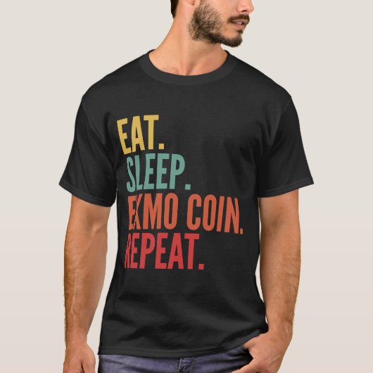 Exmoコイン暗号食べスリープExmoコインリピート Tシャツ (正面)