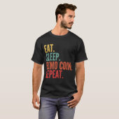 Exmoコイン暗号食べスリープExmoコインリピート Tシャツ (正面フル)