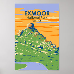 Exmoor国立公園城ロックイングランドヴィンテージ ポスター