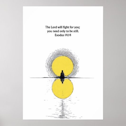 Exodus 14:14 Bible Verse Christian Wall Art ポスター (正面)