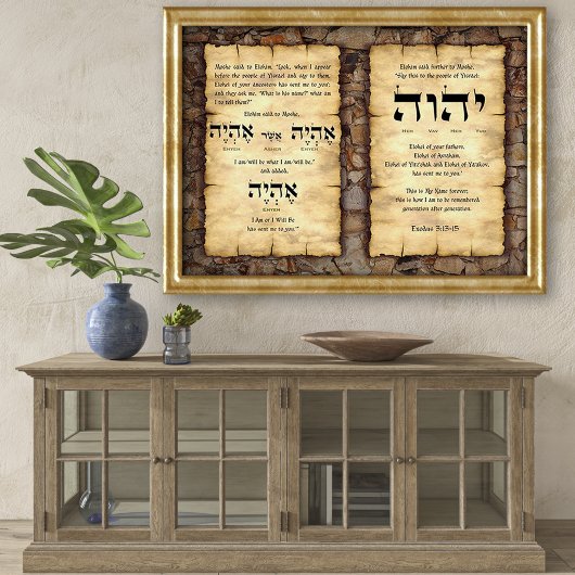 Exodus Ehyeh Asher Ehyeh Name of God Canvas Print ポスター