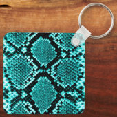Exotic Aqua Diamond Rattlesnake Skin Animal Print キーホルダー (裏面)