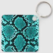 Exotic Aqua Diamond Rattlesnake Skin Animal Print キーホルダー (裏面)