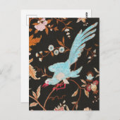 Exotic Asian Birds And Flowers Embroidery ポストカード (正面/裏面)