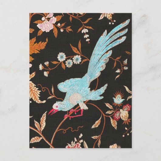 Exotic Asian Birds And Flowers Embroidery ポストカード (正面)