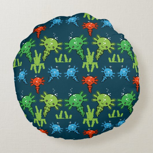 Exotic Axototl Salamander Pillowcase ラウンドクッション (裏面)
