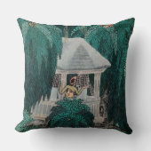 Exotic Balinese painting with palms クッション (正面)