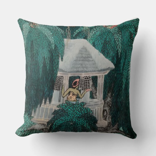 Exotic Balinese painting with palms クッション (正面)