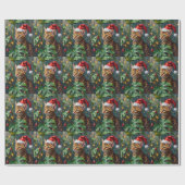 Exotic Bengal Cat Jungle Christmas Playtime Art ラッピングペーパー (フラット)