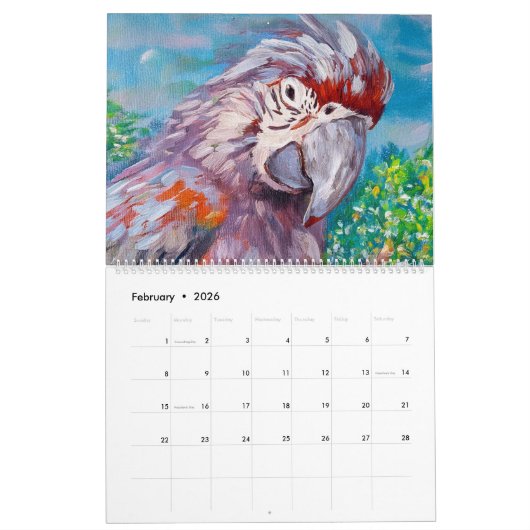 Exotic Birds カレンダー (2月 2026)