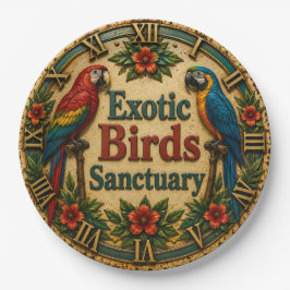 Exotic Birds Sanctuary Tropical Macaw Parrot Decor ペーパープレート