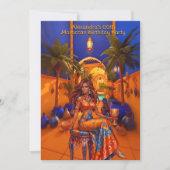 Exotic Birthday Blue Orange Moroccan Themed Party 招待状 (正面)