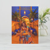 Exotic Birthday Blue Orange Moroccan Themed Party 招待状 (スタンド正面)