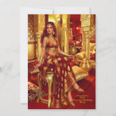 Exotic Birthday Red Gold Moroccan Themed Party 招待状 (正面)