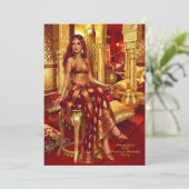 Exotic Birthday Red Gold Moroccan Themed Party 招待状 (スタンド正面)