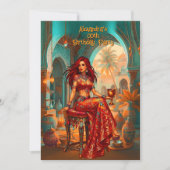 Exotic Birthday Teal Gold Orange Moroccan Look 招待状 (正面)