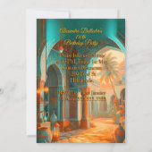 Exotic Birthday Teal Gold Orange Moroccan Look 招待状 (裏面)