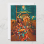 Exotic Birthday Teal Orange Moroccan Theme Rooms 招待状 (正面)