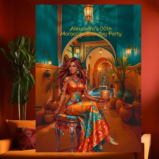Exotic Birthday Teal Orange Moroccan Theme Rooms 招待状
