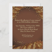 Exotic Chocolate Dress Gold Feather Birthday Party 招待状 (裏面)