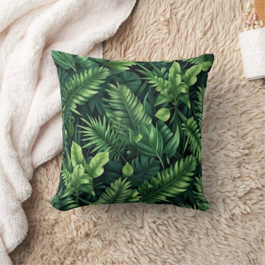 Exotic Emerald Canopy: A Lush Seamless Composition クッション (ブランケット)