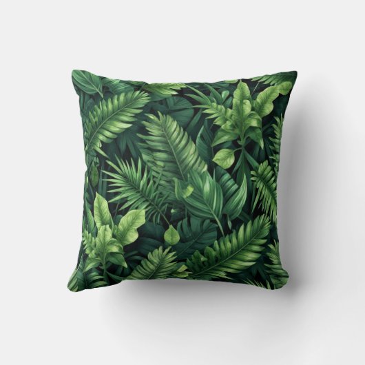 Exotic Emerald Canopy: A Lush Seamless Composition クッション (裏面)