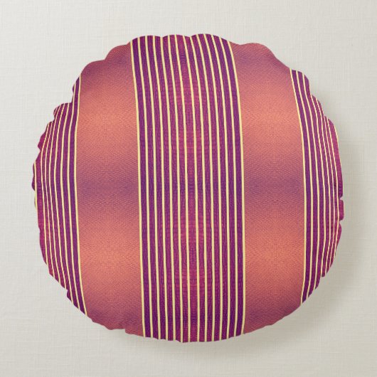 Exotic Faux Snake Leather & Linear Stripe Salmon ラウンドクッション (正面)