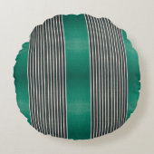 Exotic Faux Snake Leather Linear Stripe Turquoise ラウンドクッション (正面)