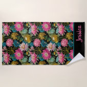 Exotic Floral Pattern Lush Tropical Foliage Name  ビーチタオル (正面)