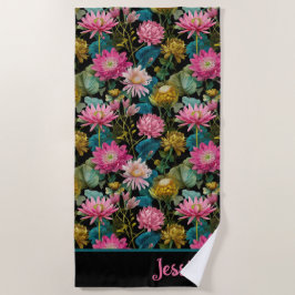 Exotic Floral Pattern Lush Tropical Foliage Name  ビーチタオル