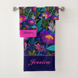 Exotic Flower Blossoms Bold Botanical Chic Name バスタオルセット