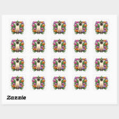 exotic flower siamese cat stickers スクエアシール (シート)