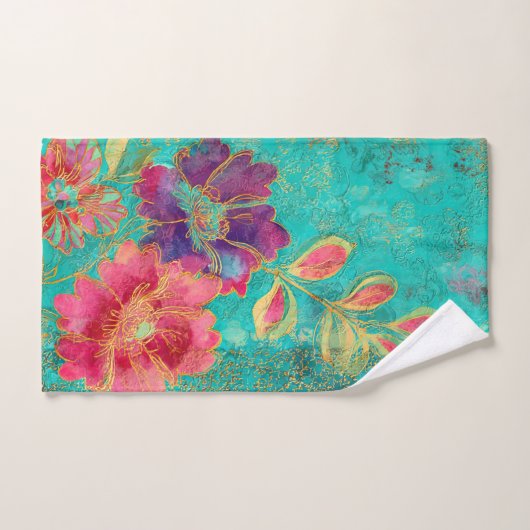 Exotic flowers design ハンドタオル (ハンドタオル)