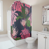 Exotic green and pink tropical palm leaves and pro シャワーカーテン (インサイチュ)