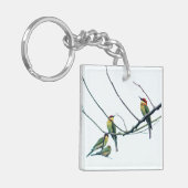 Exotic Indian kerala Bee-Eater Birds on Branch キーホルダー (正面左)
