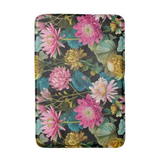 Exotic Jungle Pattern BOHO Tropical Aesthetic  バスマット (正面縦)