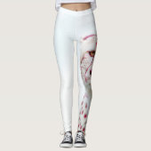 Exotic King Cheetah White & Pink Spots Art レギンス (正面)