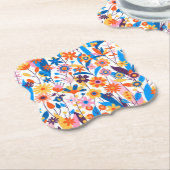 Exotic Multicolored Floral Background-32939 ペーパーコースター (アングル)