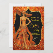 Exotic Orange Fabulous Stunning Gold Birthday 招待状 (正面)