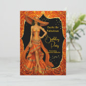 Exotic Orange Fabulous Stunning Gold Birthday 招待状 (スタンド正面)