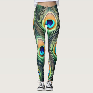 Exotic Peacock print レギンス