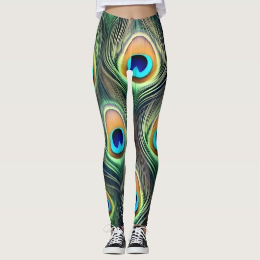 Exotic Peacock print レギンス (正面)