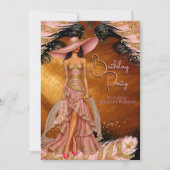 Exotic Pink Dress Gold Black Birthday Party 招待状 (正面)
