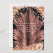 Exotic Pink Dress Gold Black Feather Birthday 招待状 (裏面)