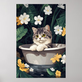 Exotic Shorthair In Bathtub Poster, Funny Cat ポスター