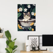 Exotic Shorthair In Bathtub Poster, Funny Cat ポスター (ホームオフィス)